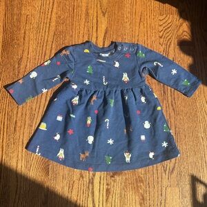 Hanna Andersson Navy Dress with Holiday Motifs